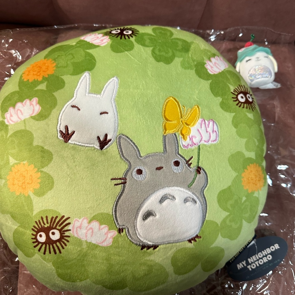 My Neighbor Totoro Fluffy Round Cushion Clover & Flowers 35×35cm Ghibli Gift New